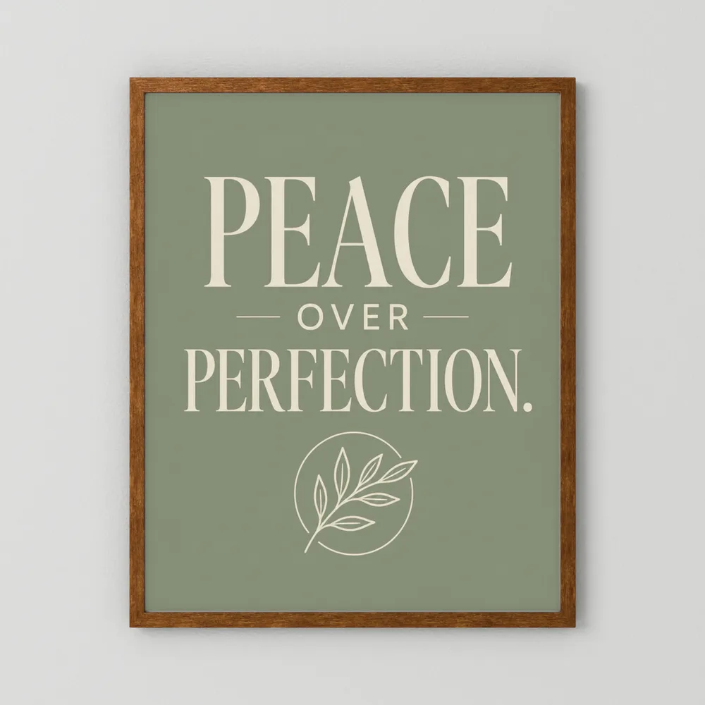 "Peace Over Perfection" Retro Botanical Art Print