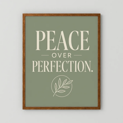 "Peace Over Perfection" Retro Botanical Art Print