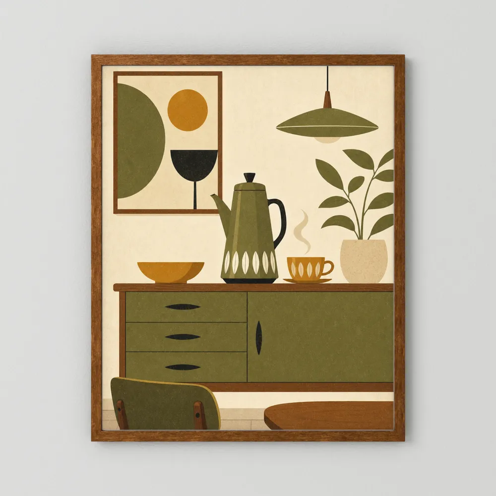 Mid-Century Modern Coffee Nook Still Life Art Print