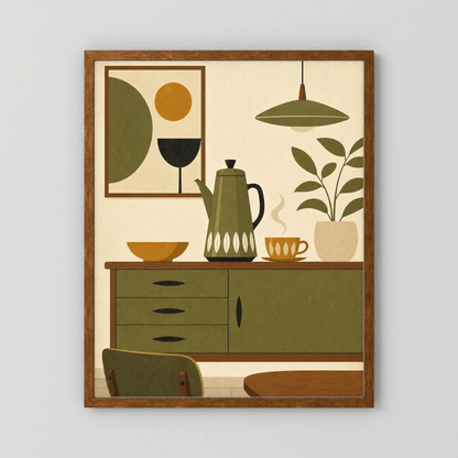 Mid-Century Modern Coffee Nook Still Life Art Print