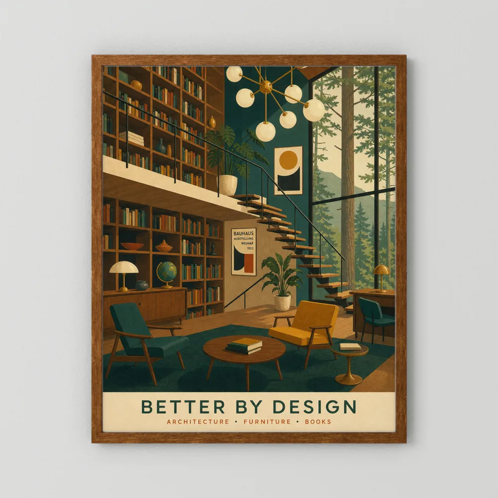 Better By Design Mid-Century Modern Library Art Print