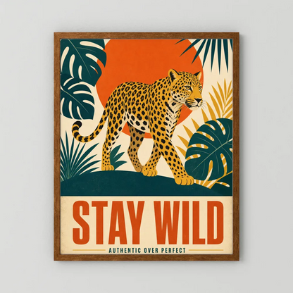 Stay Wild Leopard – Retro Jungle Art Print