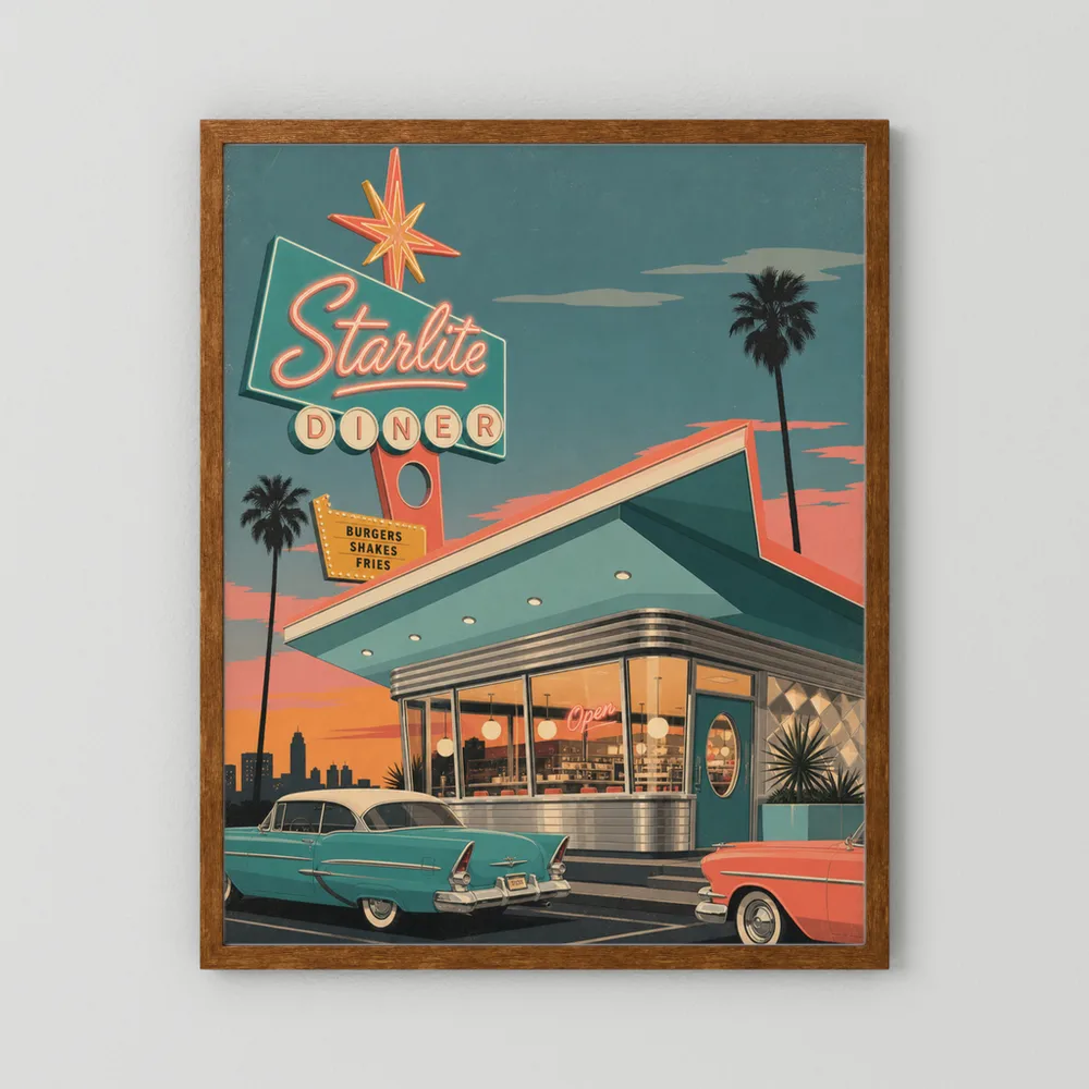 Starlite Diner Retro Americana Art Print