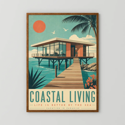 Coastal Living Mid-Century Beach House Art Print