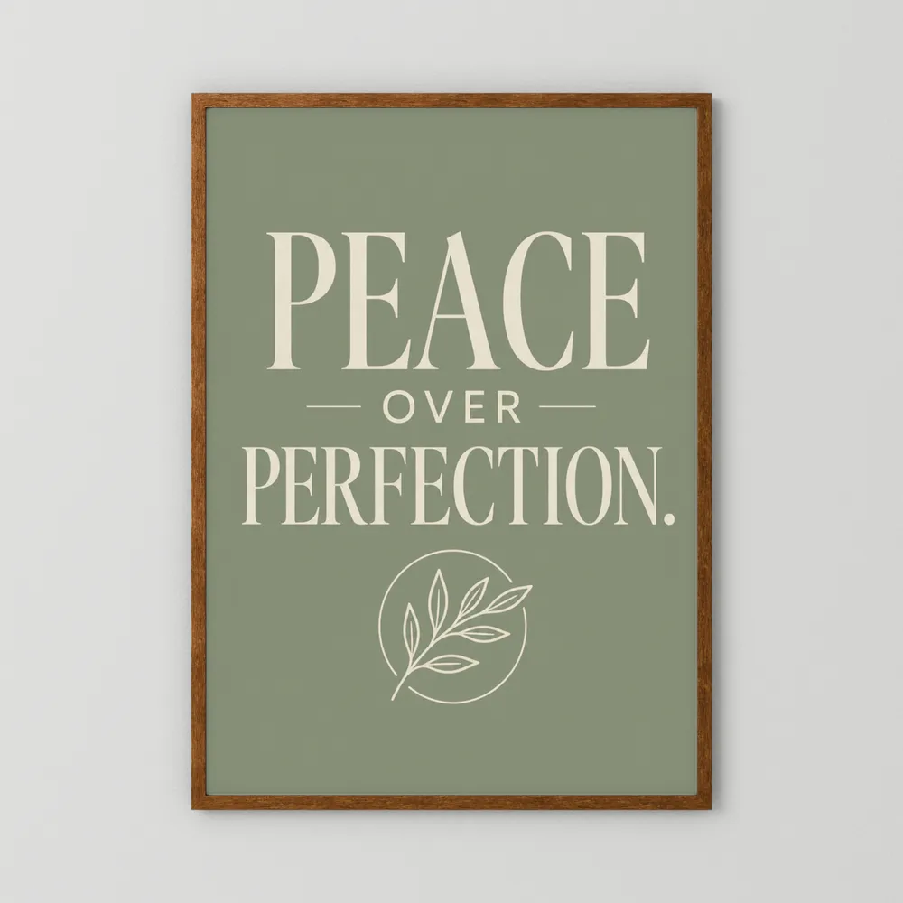 "Peace Over Perfection" Retro Botanical Art Print