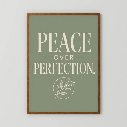 "Peace Over Perfection" Retro Botanical Art Print