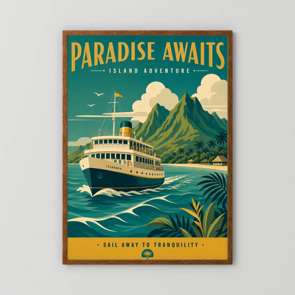 Paradise Awaits Vintage Island Travel Poster Art Print