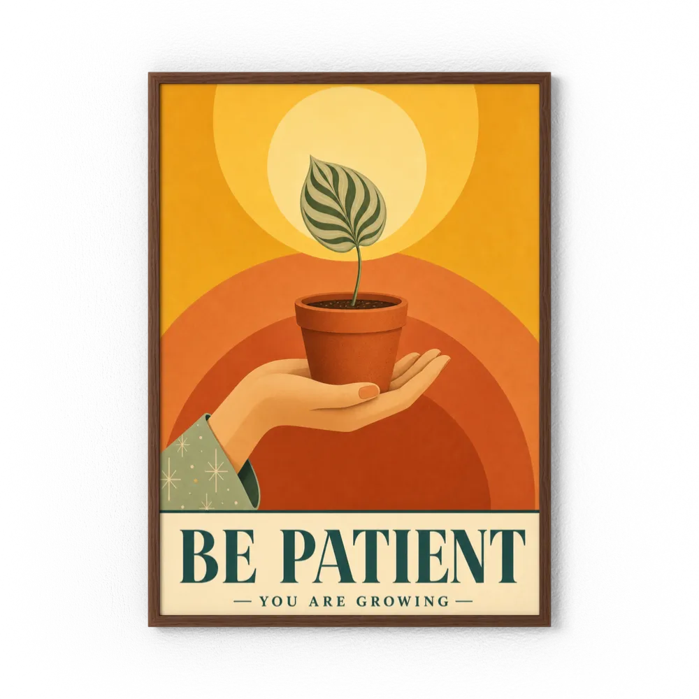 Be Patient – Retro Botanical Plant Art Print