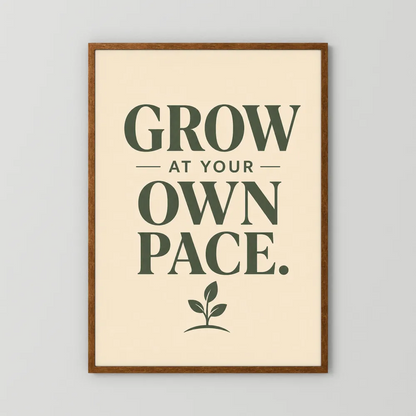 "Grow At Your Own Pace" Retro Quote Art Print