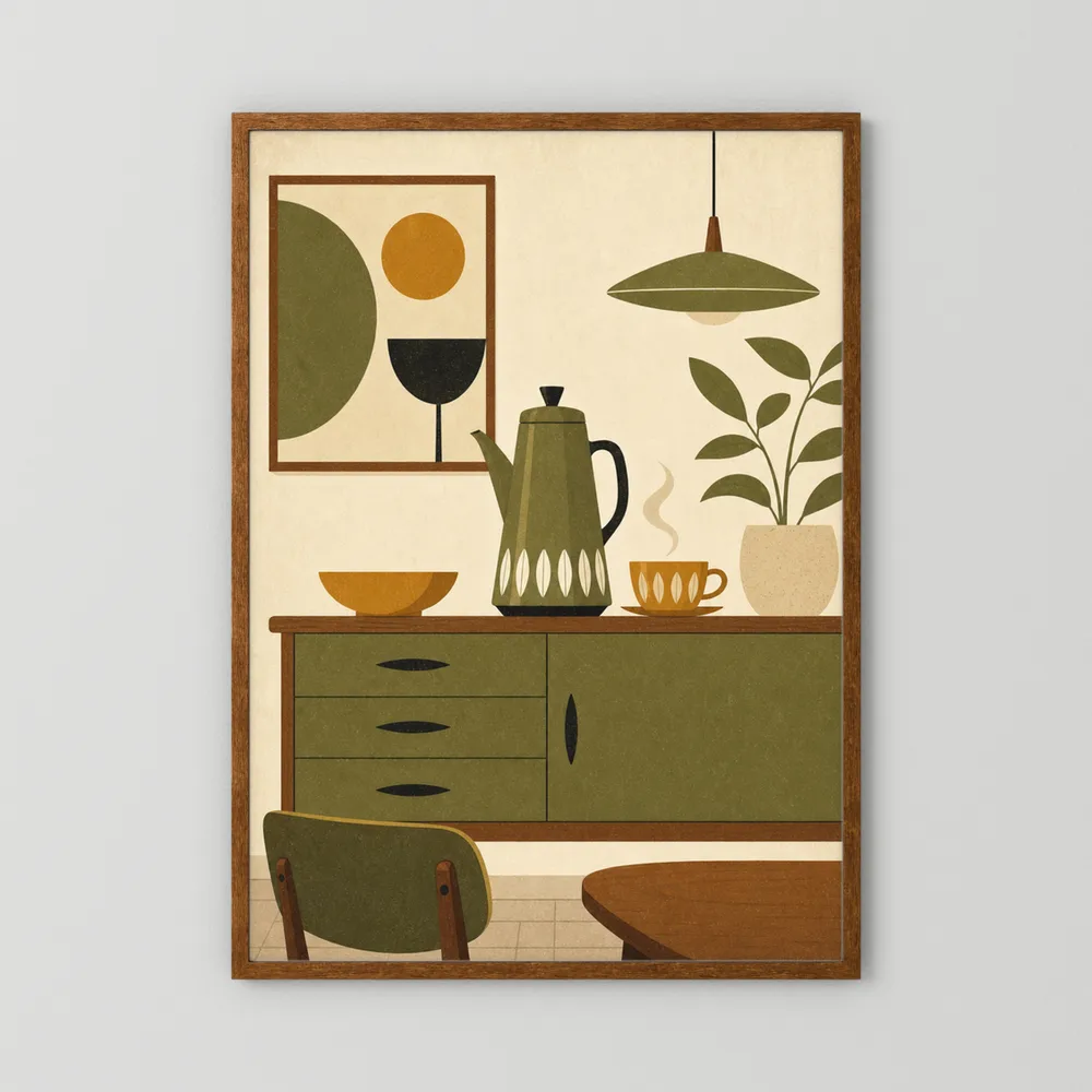 Mid-Century Modern Coffee Nook Still Life Art Print