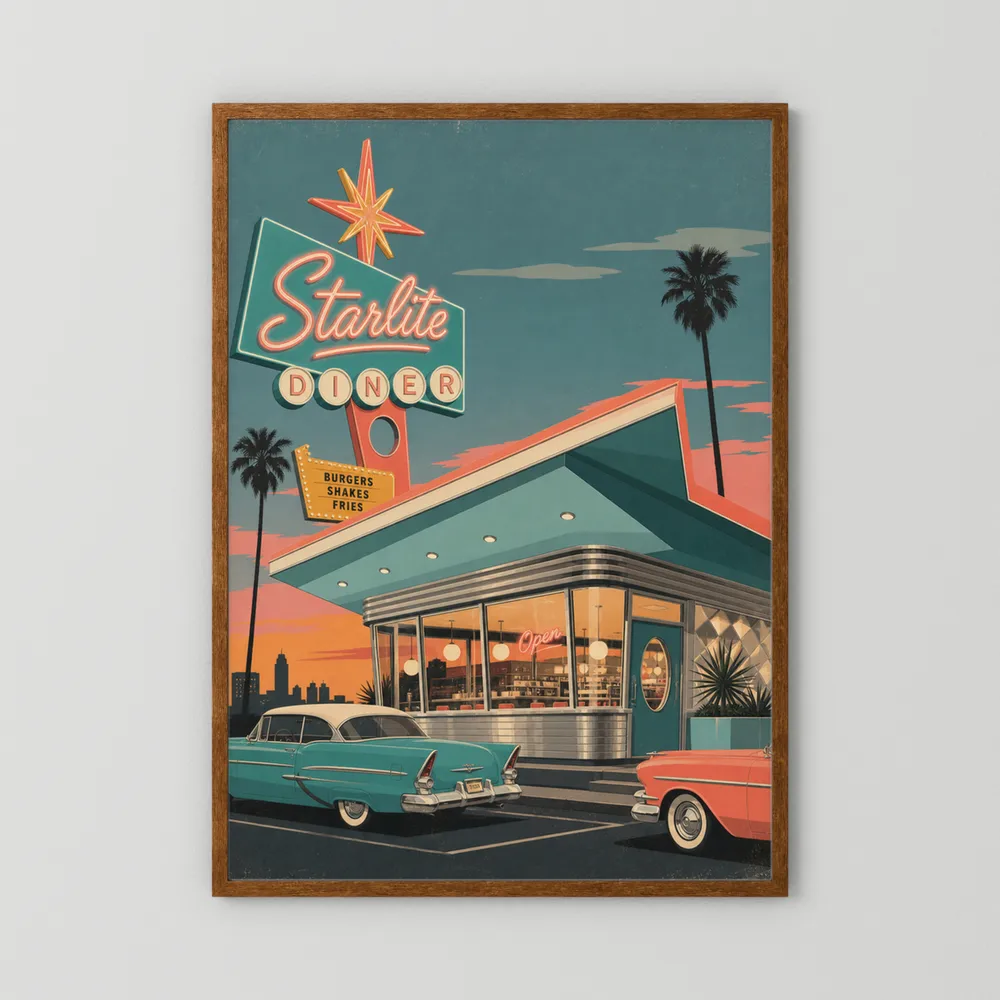 Starlite Diner Retro Americana Art Print
