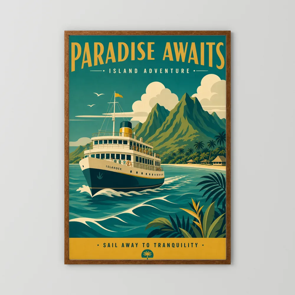 Paradise Awaits Vintage Island Travel Poster Art Print