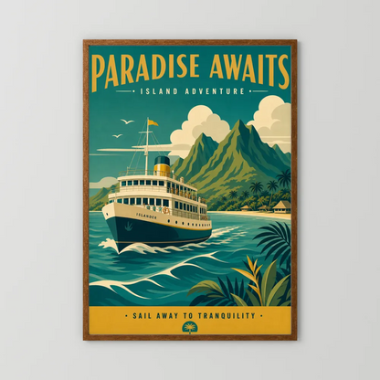 Paradise Awaits Vintage Island Travel Poster Art Print