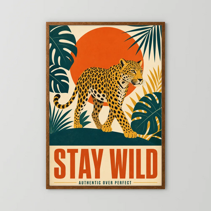 Stay Wild Leopard – Retro Jungle Art Print