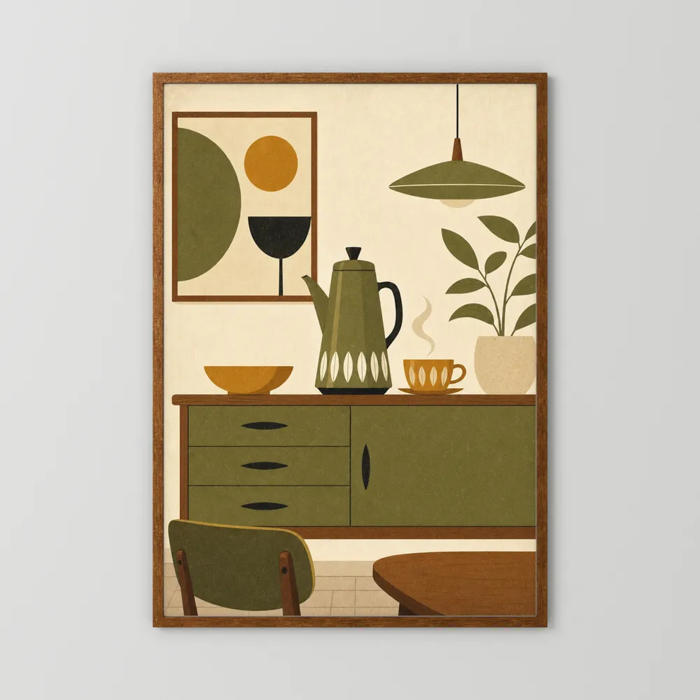 Mid-Century Modern Coffee Nook Still Life Art Print