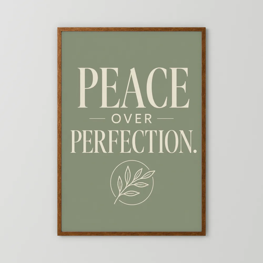 "Peace Over Perfection" Retro Botanical Art Print