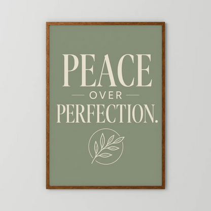 "Peace Over Perfection" Retro Botanical Art Print