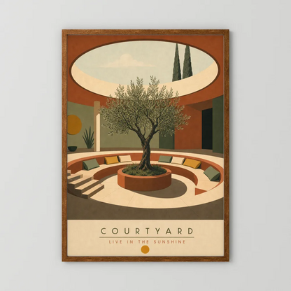 Courtyard Live In The Sunshine Olive Tree Art Print