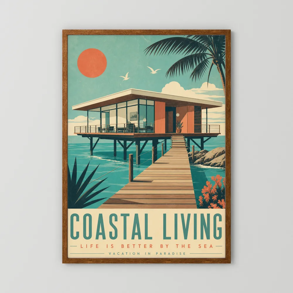 Coastal Living Mid-Century Beach House Art Print
