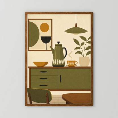 Mid-Century Modern Coffee Nook Still Life Art Print