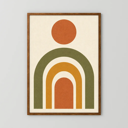Terracotta Rainbow Sun Boho Minimalist Art Print