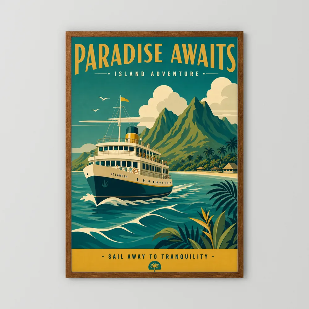 Paradise Awaits Vintage Island Travel Poster Art Print