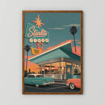 Starlite Diner Retro Americana Art Print