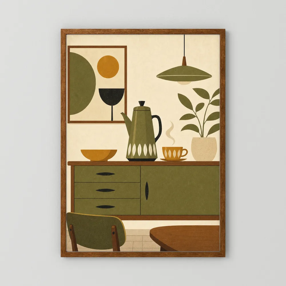 Mid-Century Modern Coffee Nook Still Life Art Print