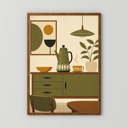 Mid-Century Modern Coffee Nook Still Life Art Print
