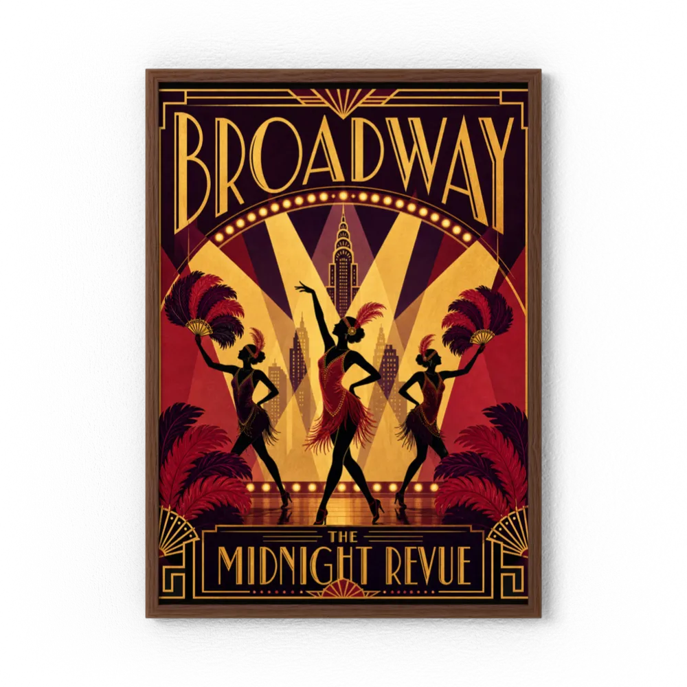 Broadway: The Midnight Revue – Vintage 1920s Art Deco Cabaret Poster Print