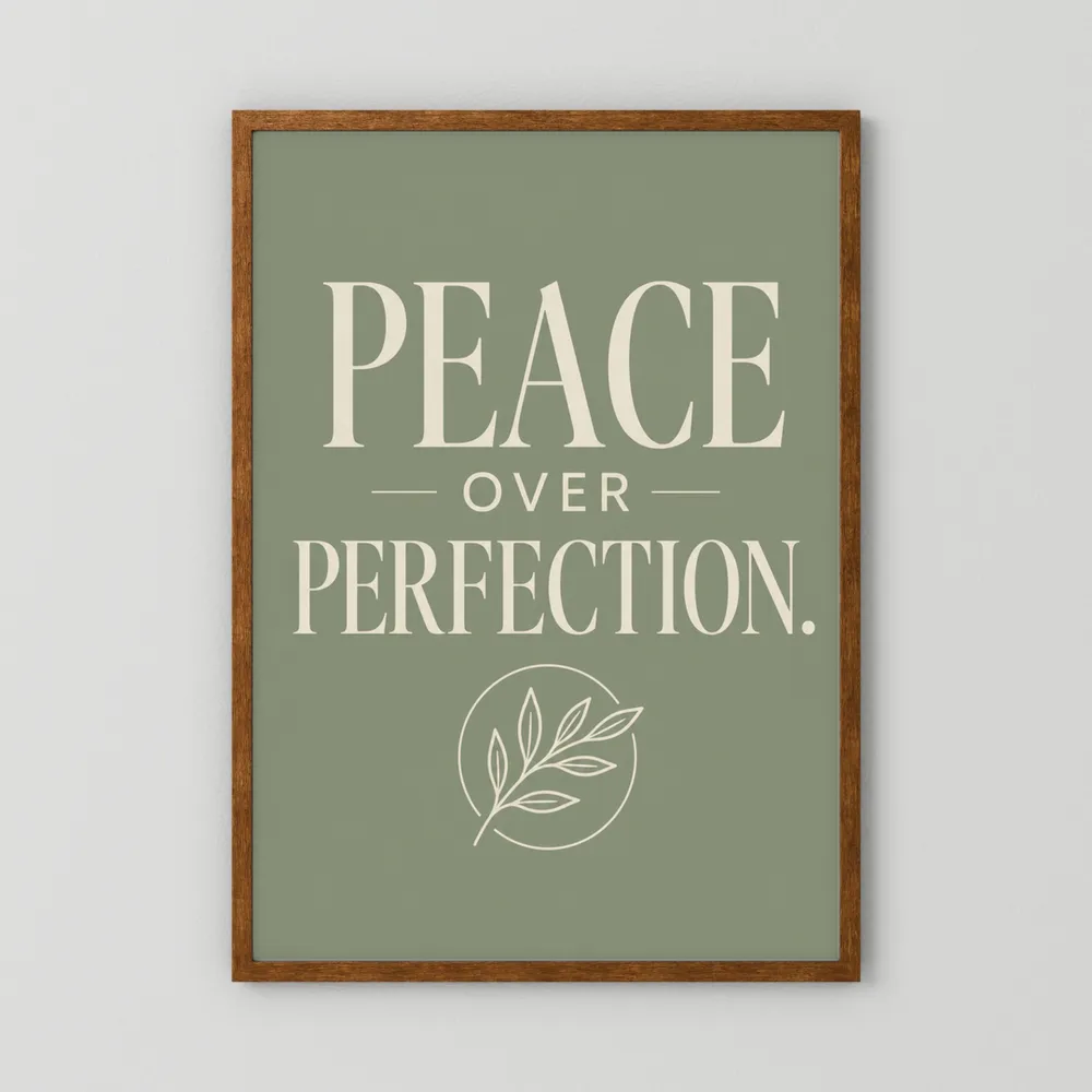 "Peace Over Perfection" Retro Botanical Art Print