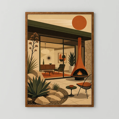 Mid-Century Modern Desert Oasis Art Print
