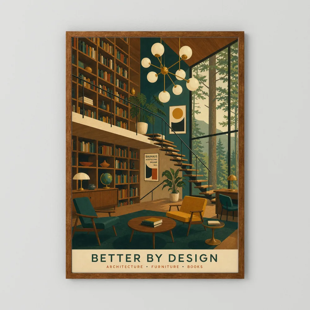 Better By Design Mid-Century Modern Library Art Print