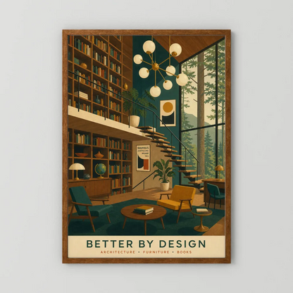 Better By Design Mid-Century Modern Library Art Print
