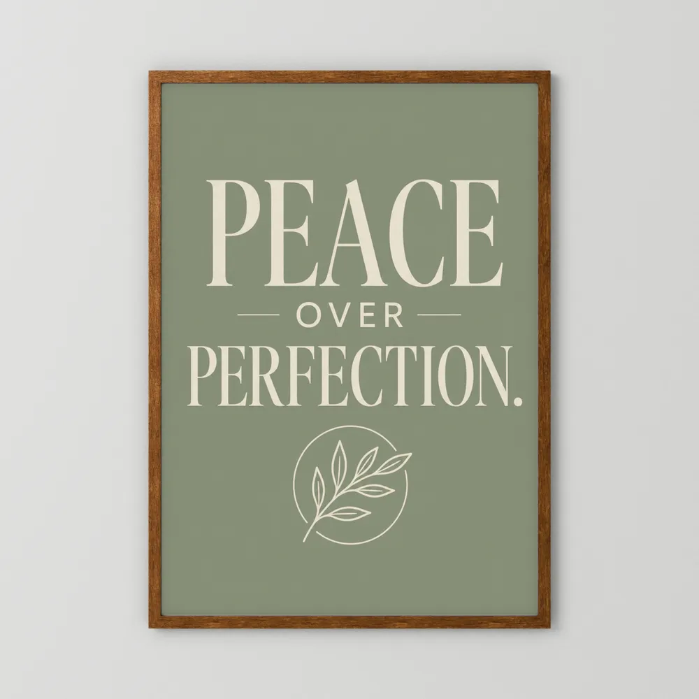 "Peace Over Perfection" Retro Botanical Art Print