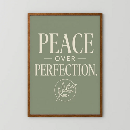 "Peace Over Perfection" Retro Botanical Art Print