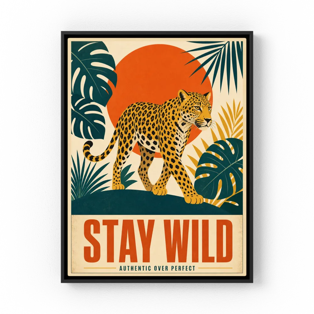 Stay Wild Leopard – Retro Jungle Art Print