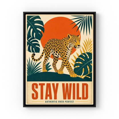 Stay Wild Leopard – Retro Jungle Art Print