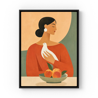Woman Holding White Dove Minimalist Boho Art Print