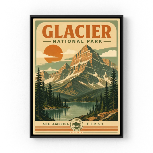 Glacier National Park Vintage Travel Poster Art Print