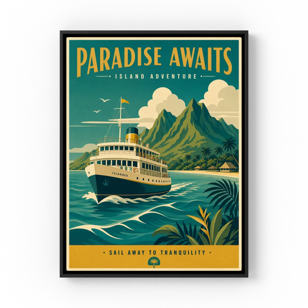 Paradise Awaits Vintage Island Travel Poster Art Print