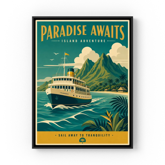 Paradise Awaits Vintage Island Travel Poster Art Print