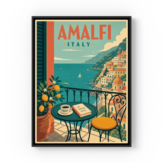 Amalfi Italy Coast Balcony Vintage Travel Poster Art Print