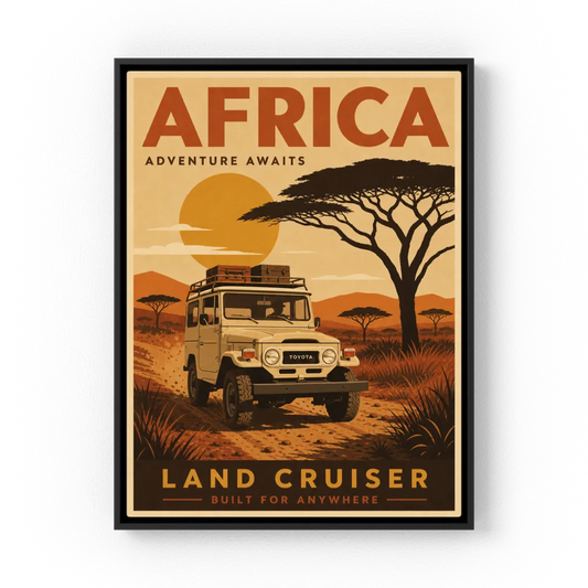 Africa Adventure Awaits Toyota Land Cruiser FJ40 Vintage Travel Poster Art Print