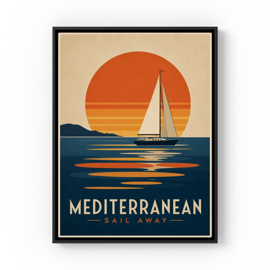 Mediterranean Sail Away Vintage Travel Poster Art Print