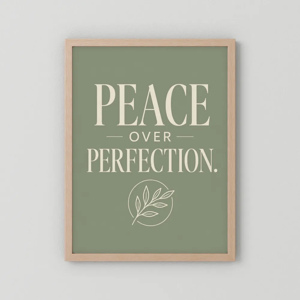 "Peace Over Perfection" Retro Botanical Art Print