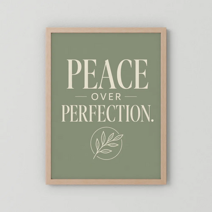 "Peace Over Perfection" Retro Botanical Art Print