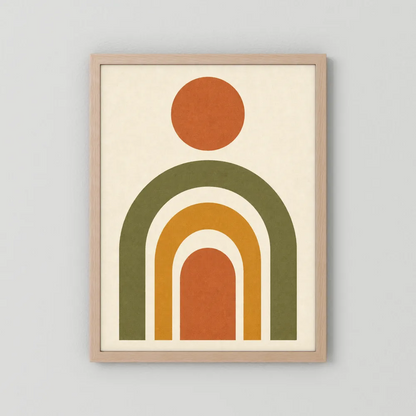 Terracotta Rainbow Sun Boho Minimalist Art Print