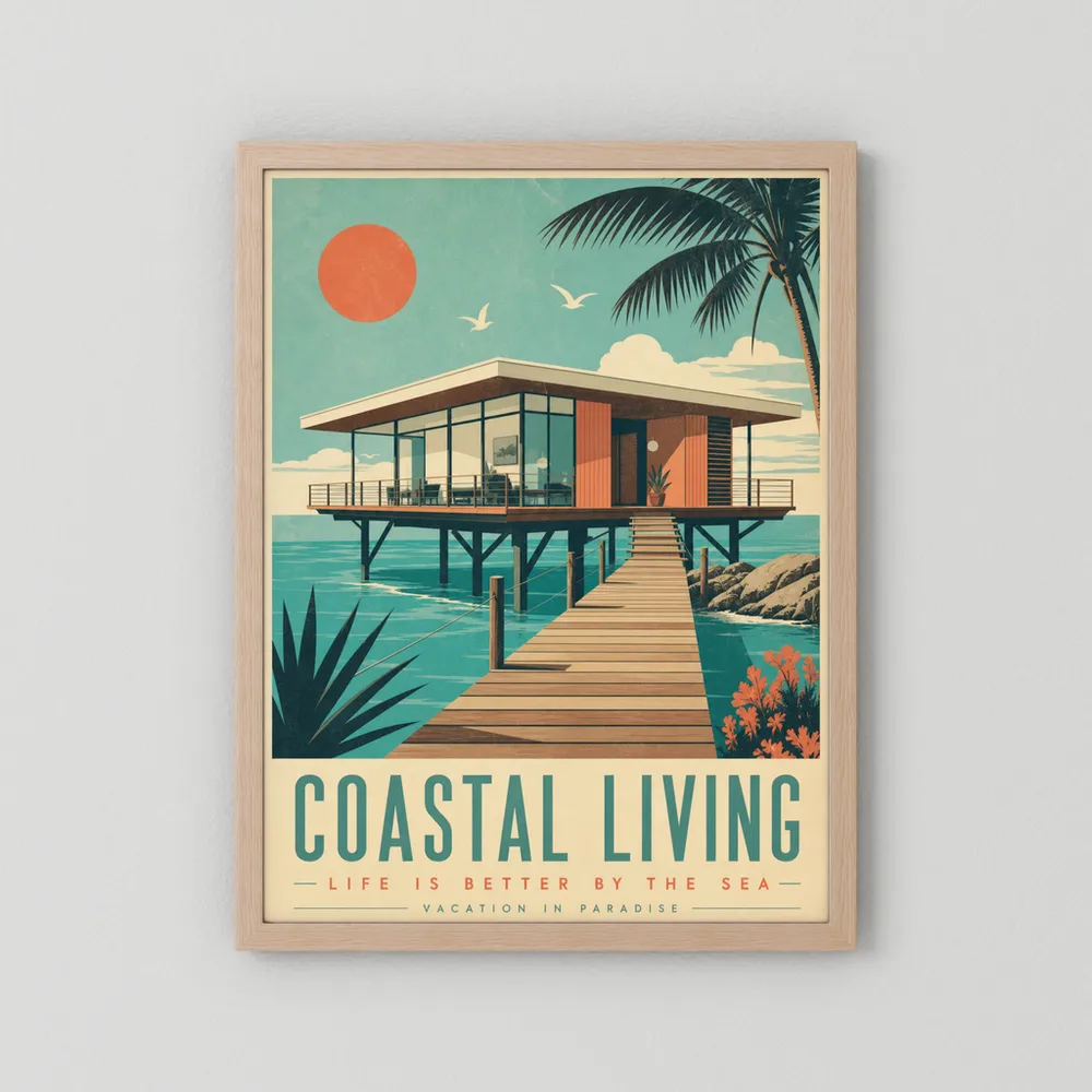 Coastal Living Mid-Century Beach House Art Print