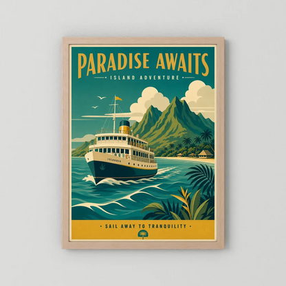Paradise Awaits Vintage Island Travel Poster Art Print